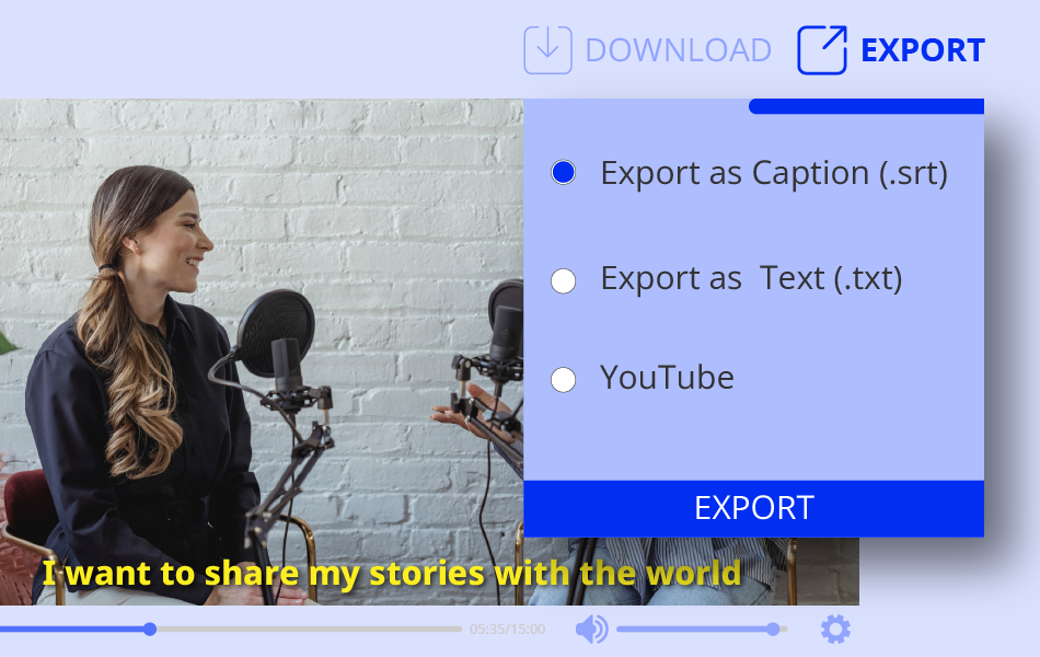 Export captions on Auris AI