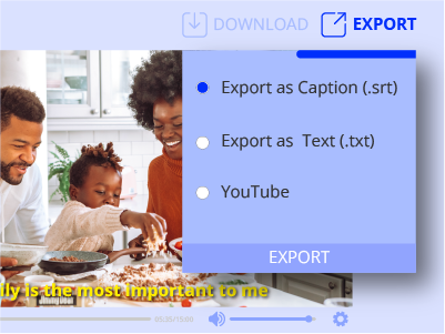 Export as captions on Auris AI