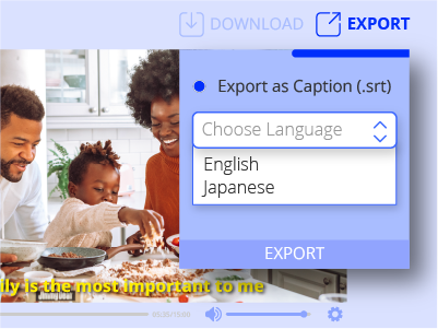 Export as captions on Auris AI