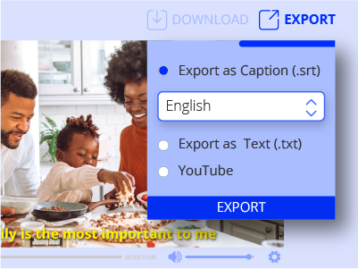 Export video as captions on Auris AI Step 3